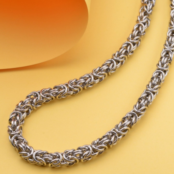 UNISEX UNIQUE STAINLESS STEEL BYZANTINE LINK CHAIN NEC… - Picture 6 of 7
